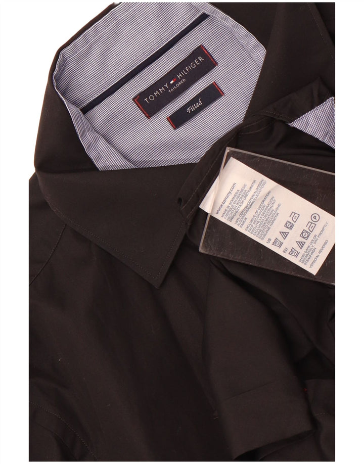 Camisa masculina Tommy Hilfiger sob medida tamanho 40 algodão preto médio