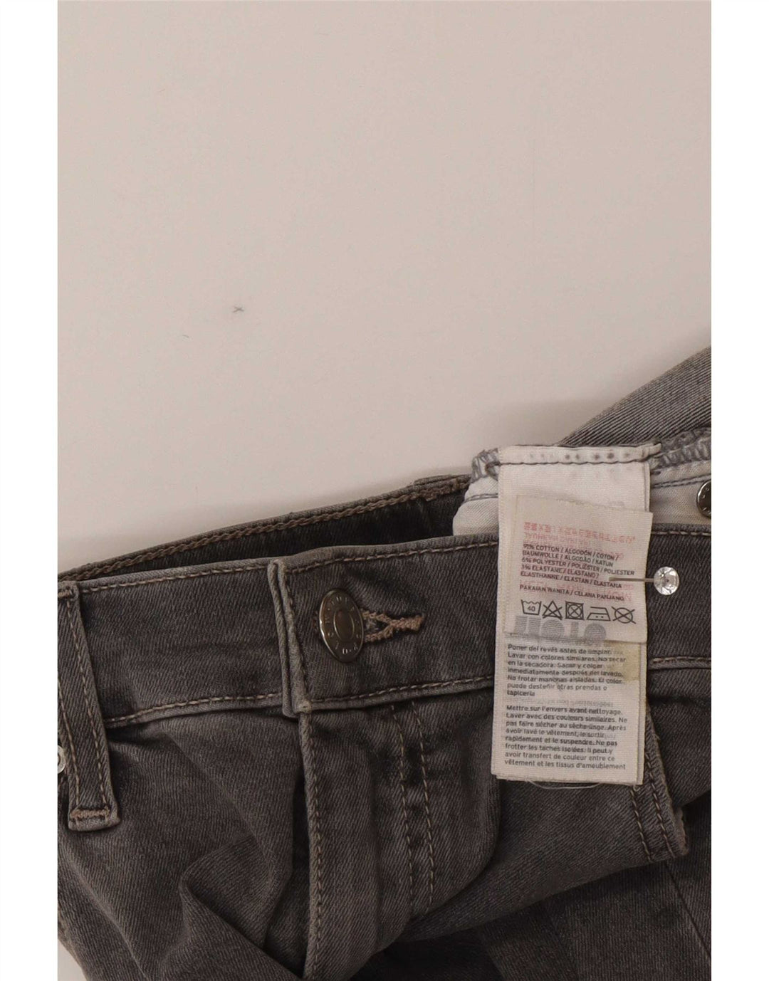 Topshop feminino jeans slim desgastado W30 L26 algodão cinza