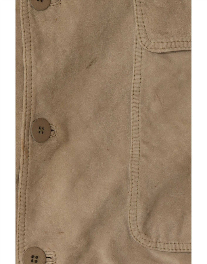 Jaqueta bomber masculina vintage de camurça UK 40 grande bege