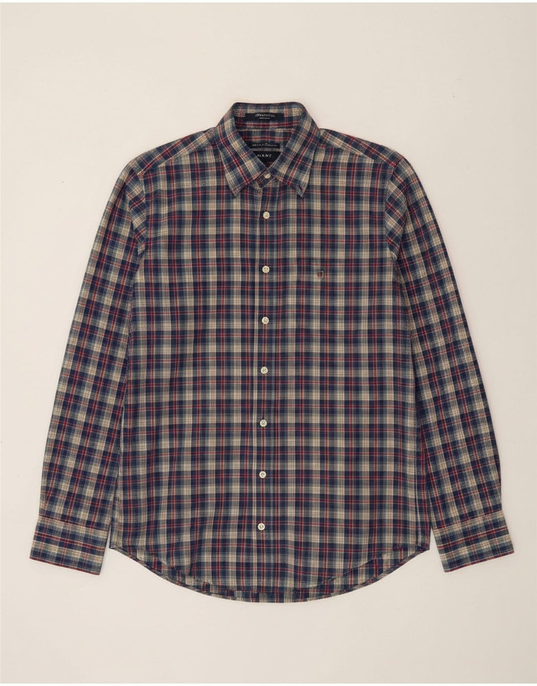 GANT Camisa masculina regular fit algodão xadrez azul médio