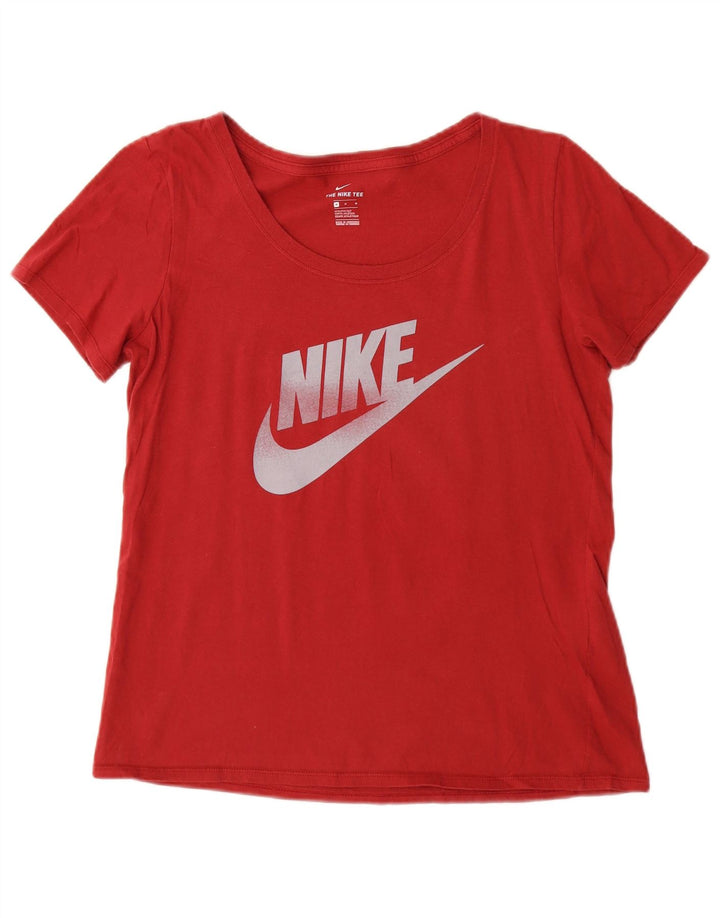 Camiseta feminina NIKE com corte atlético gráfico UK 14 médio algodão vermelho