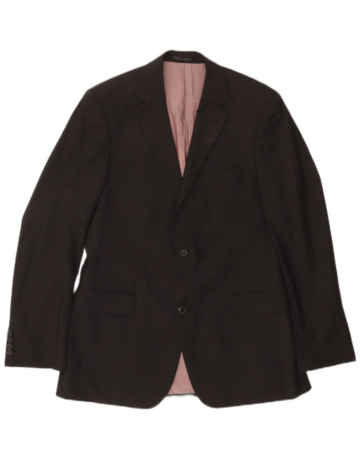 Jaqueta blazer masculina de 2 botões Hugo Boss tamanho 102 grande lã preta