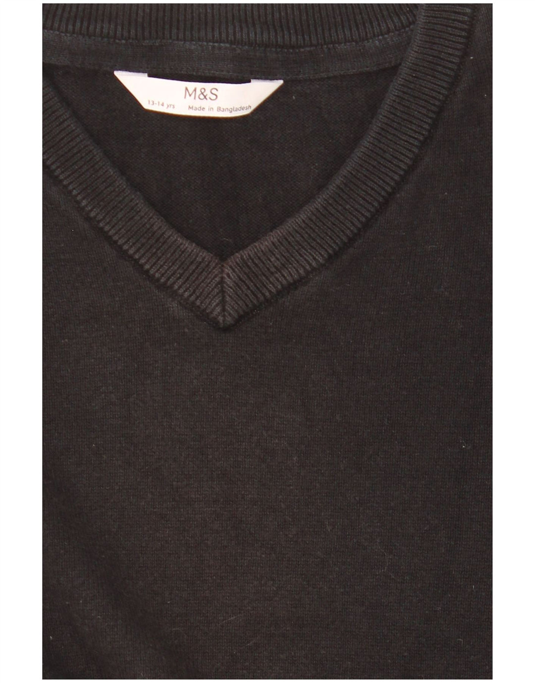 Suéter Marks & Spencer Boys com decote em V 13-14 anos preto