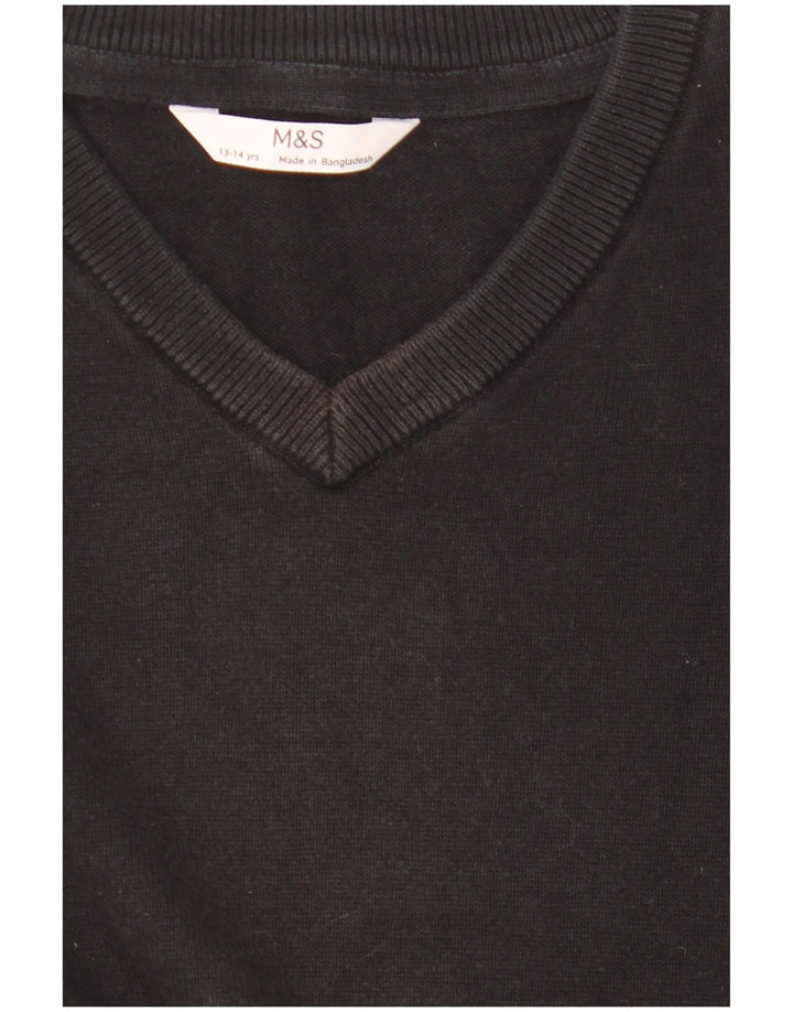 Suéter Marks & Spencer Boys com decote em V 13-14 anos preto