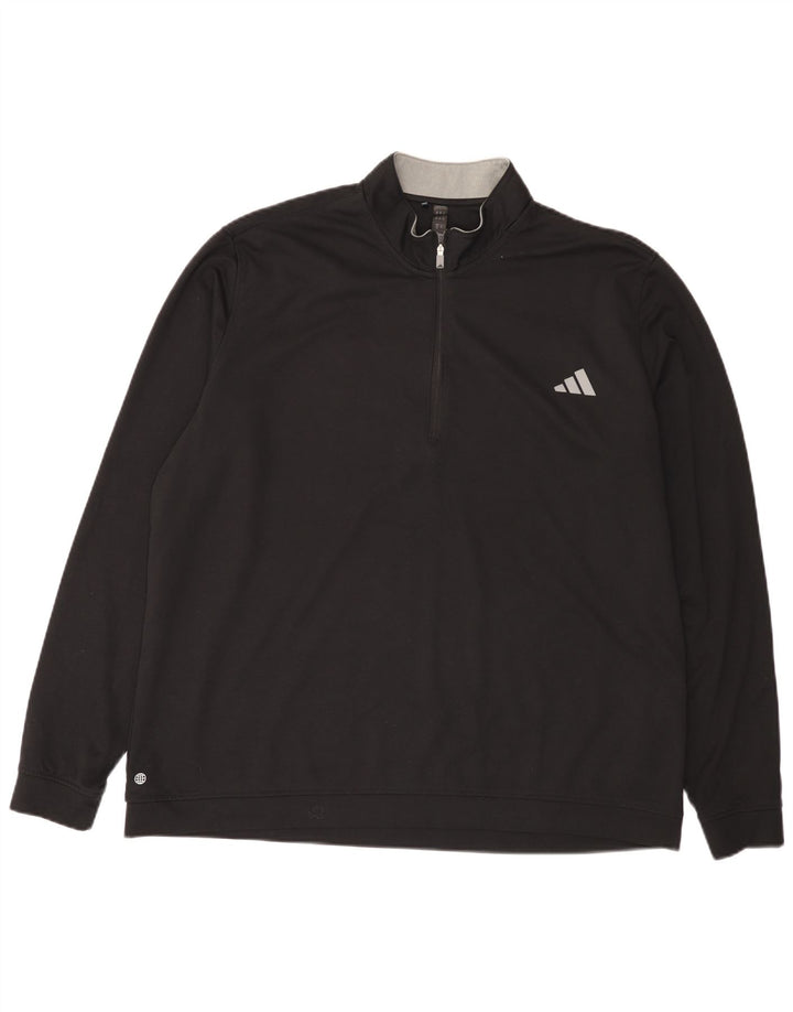 Adidas Mens Zip Neck Moletom Jumper 2XL Preto Poliéster