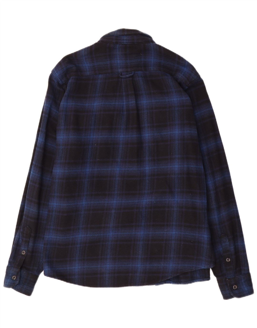 Camisa masculina de flanela Orvis XL azul marinho xadrez algodão