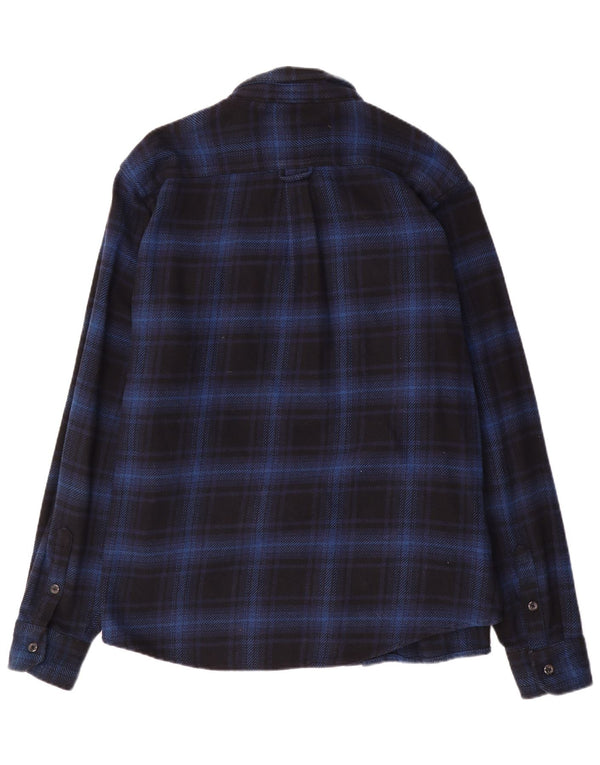 Camisa masculina de flanela Orvis XL azul marinho xadrez algodão