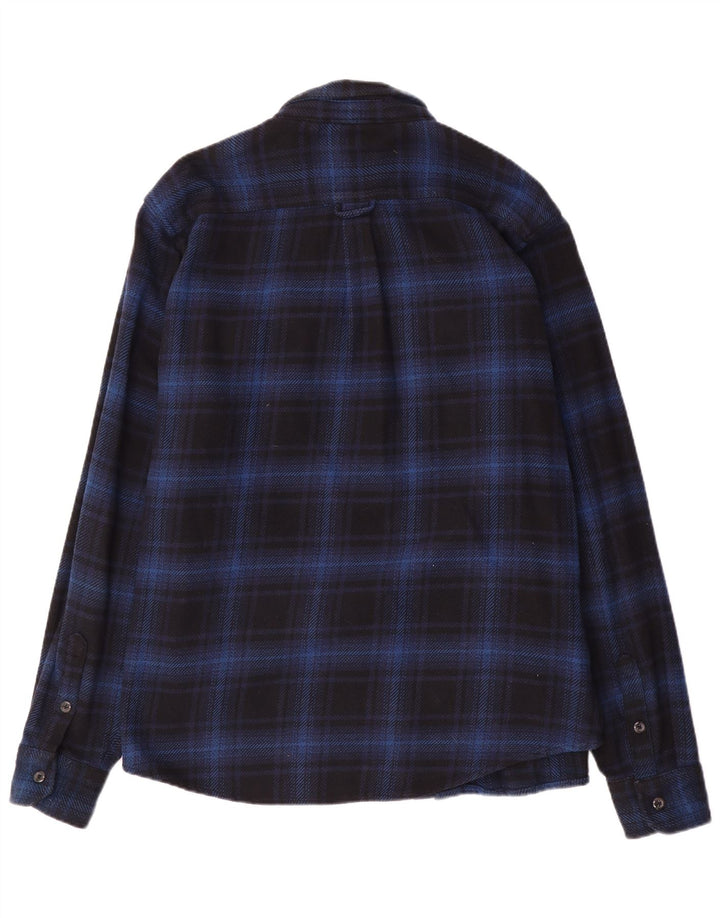Camisa masculina de flanela Orvis XL azul marinho xadrez algodão