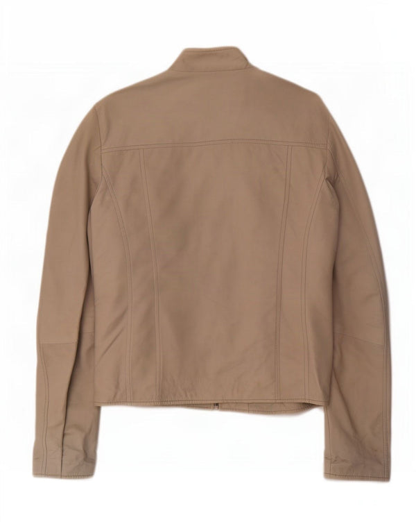 Jaqueta de couro feminina vintage IT 52 2XL bege