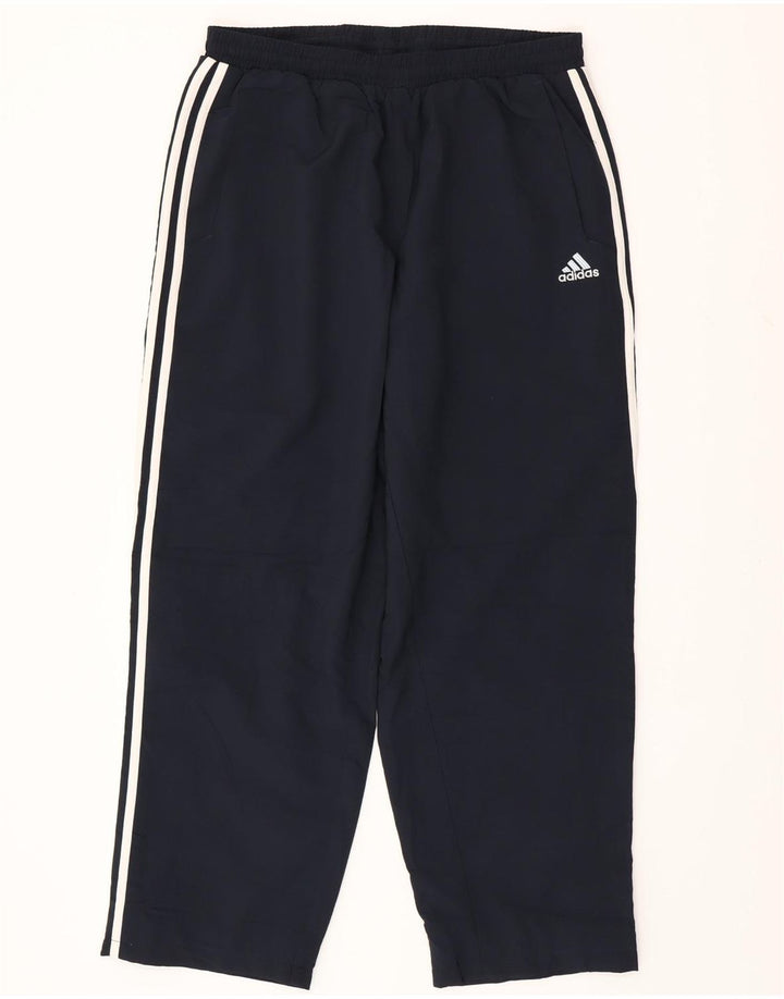 Calças de treino masculinas ADIDAS UK 40/42 poliéster azul marinho médio