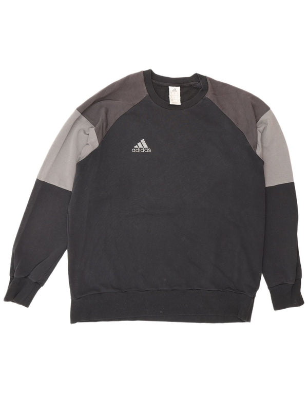 ADIDAS Mens Sweatshirt Jumper XL Preto Colorblock Algodão