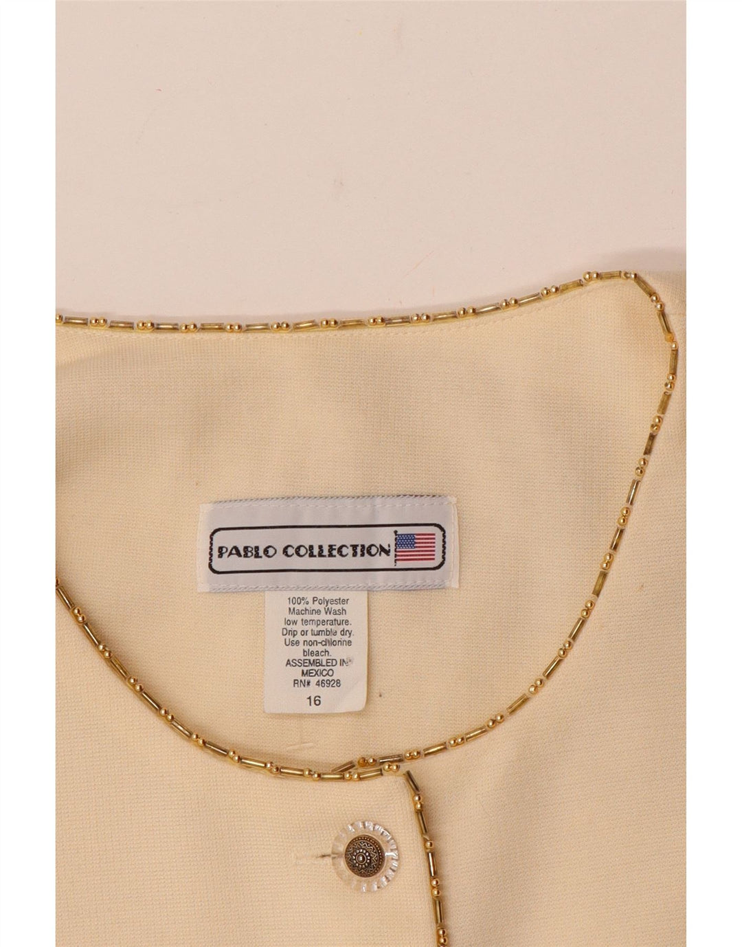 Jaqueta blazer UK 16 grande com 5 botões para mulheres vintage poliéster branco esbranquiçado