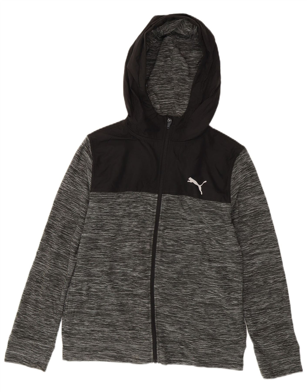 Suéter PUMA Boys Zip com capuz 14-15 anos grande cinza colorblock poliéster