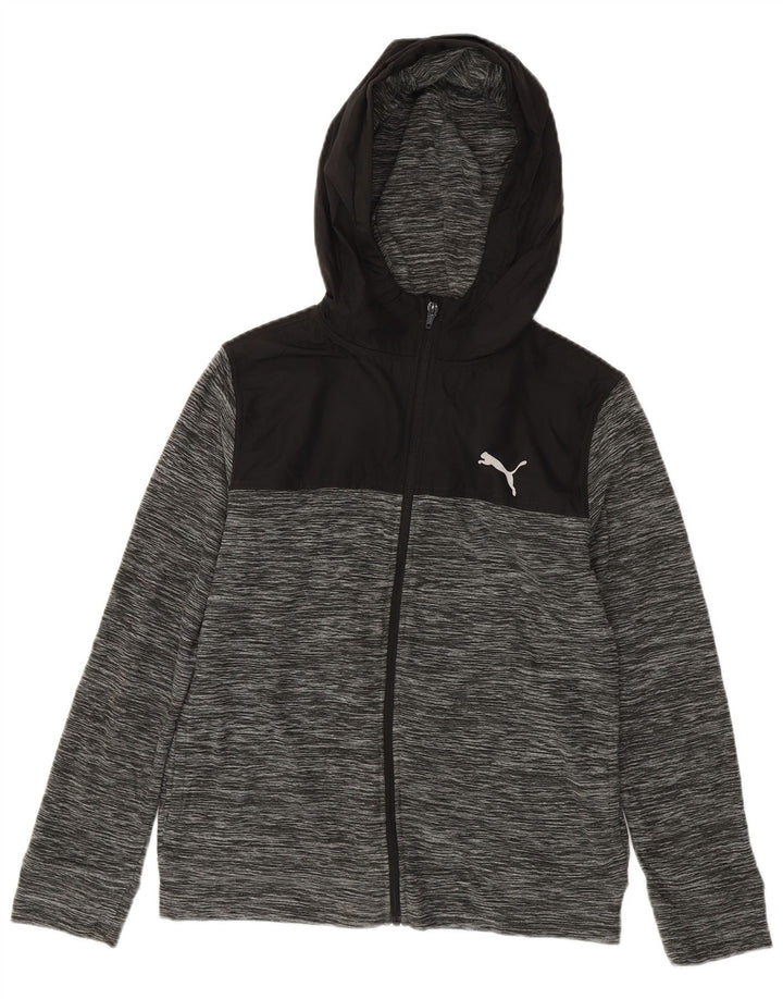 Suéter PUMA Boys Zip com capuz 14-15 anos grande cinza colorblock poliéster