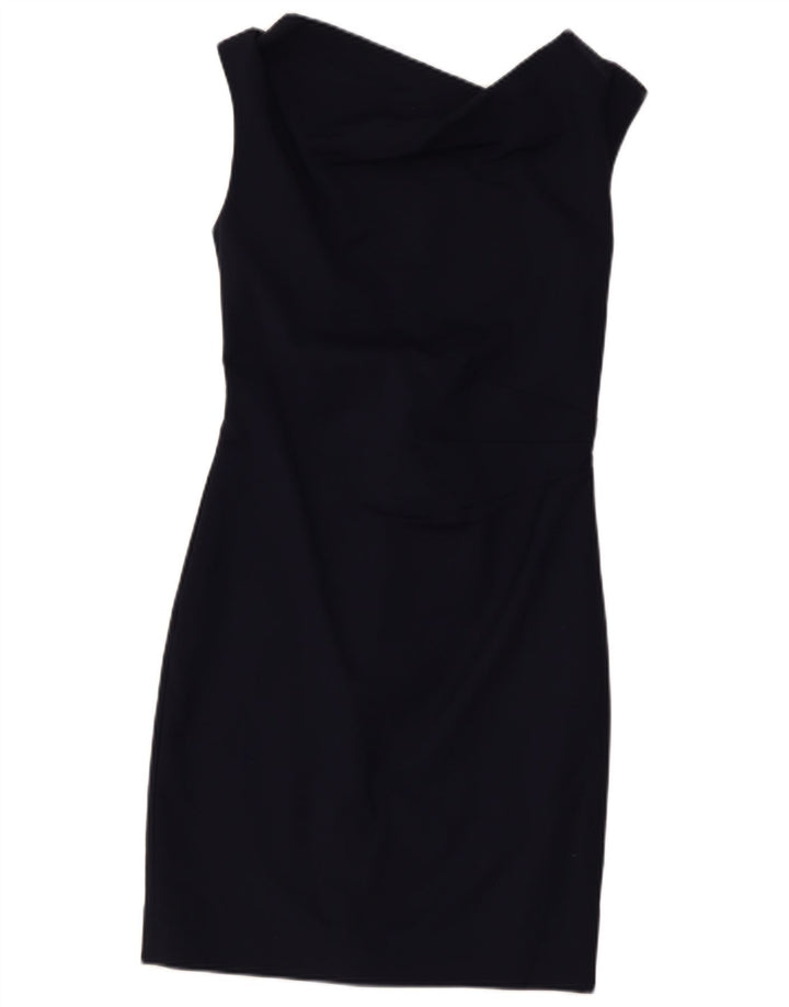 Vestido feminino Armani Exchange sem mangas com bainha US 8 algodão azul marinho médio