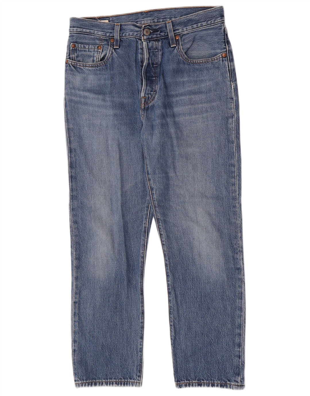 Calça Jeans Levis Feminina 501 Crop Straight W28 L26 Azul Algodão