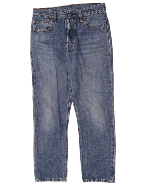 Calça Jeans Levis Feminina 501 Crop Straight W28 L26 Azul Algodão