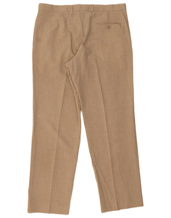 Calça masculina de terno reto MARKS & SPENCER W36 L31 poliéster bege