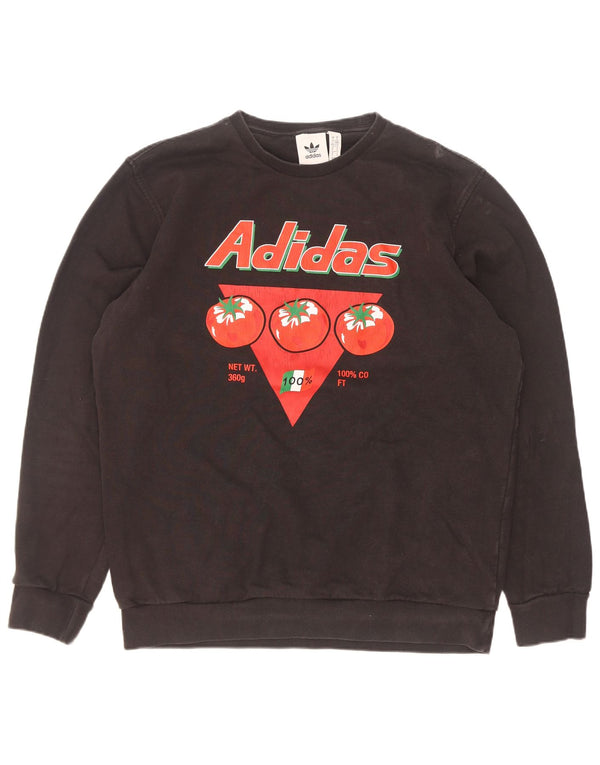 Adidas Mens Graphic Moletom Jumper Grande Algodão Preto