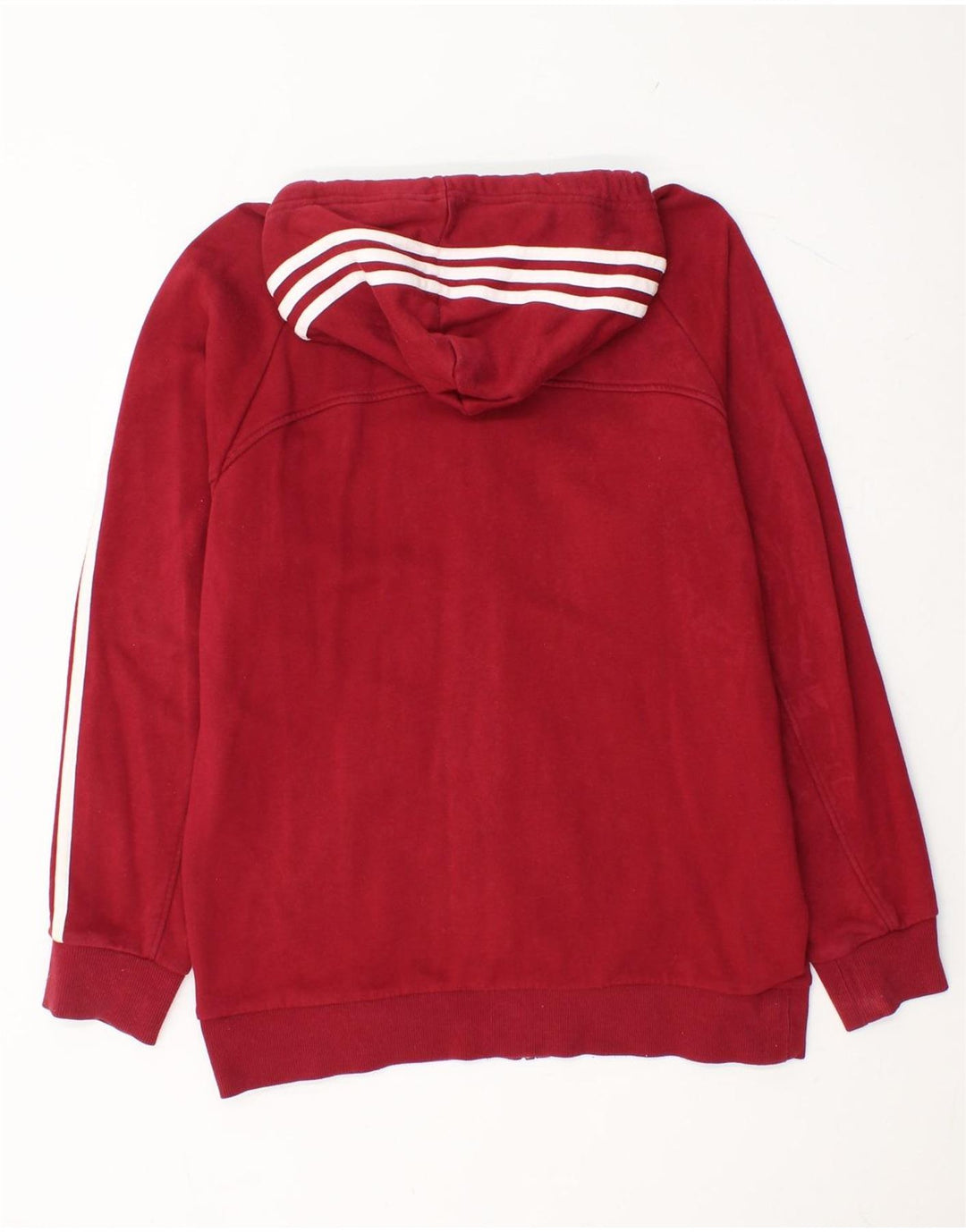 ADIDAS Mens Zip Hoodie Suéter Grande Algodão Vermelho