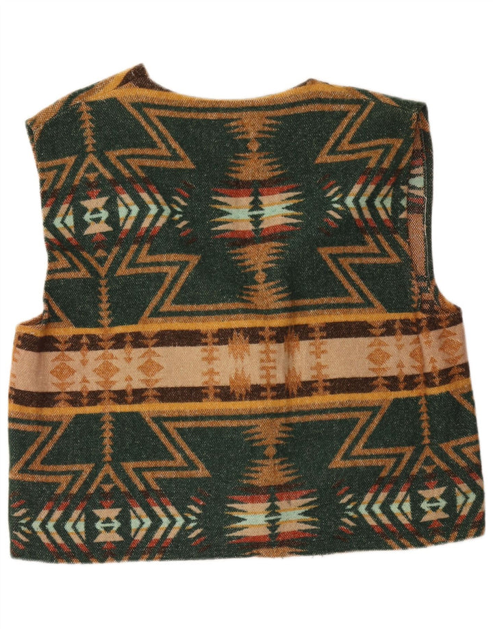 Colete masculino vintage XL verde geométrico asteca