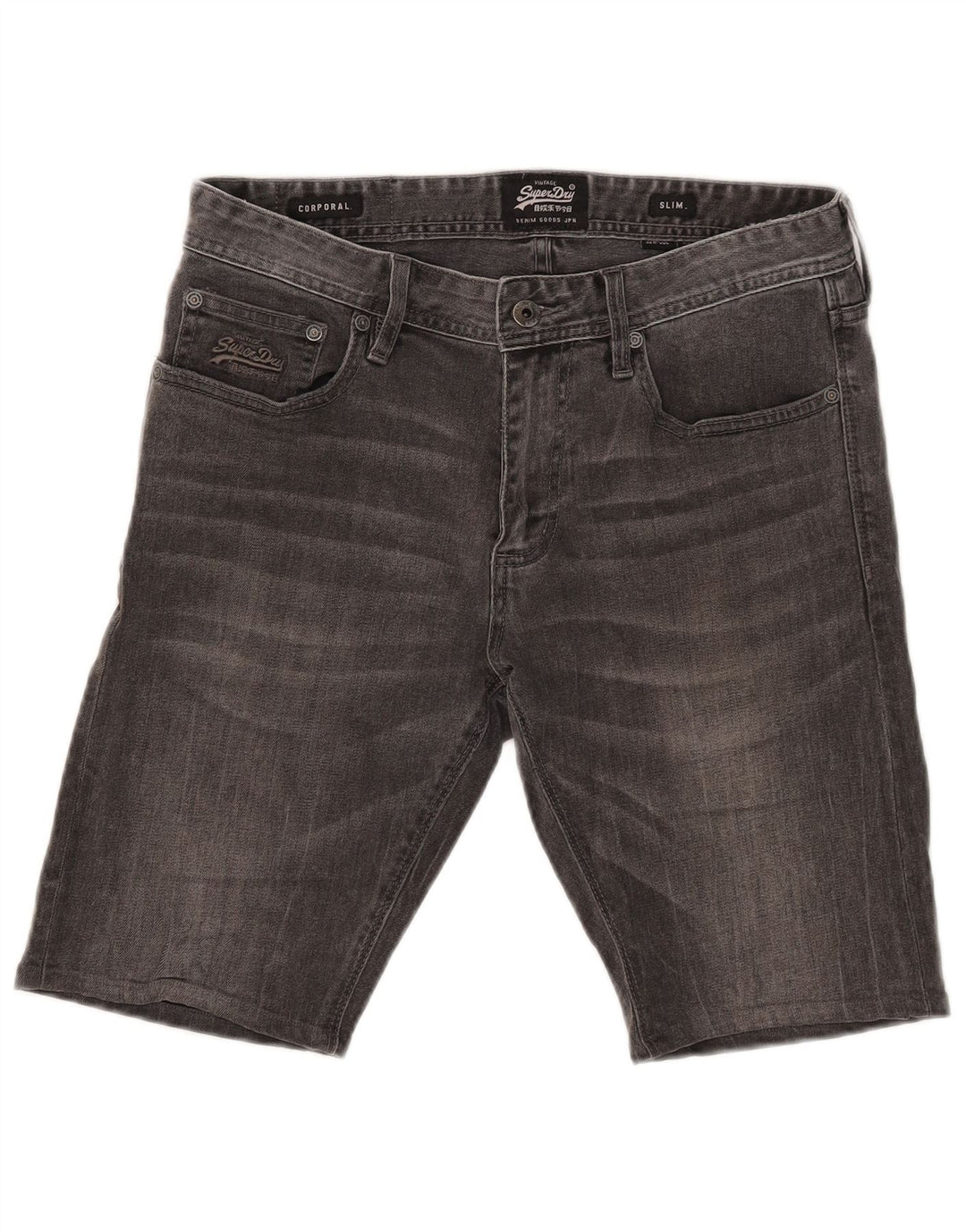 Shorts jeans masculino Superdry Corporal Slim W32 algodão cinza médio
