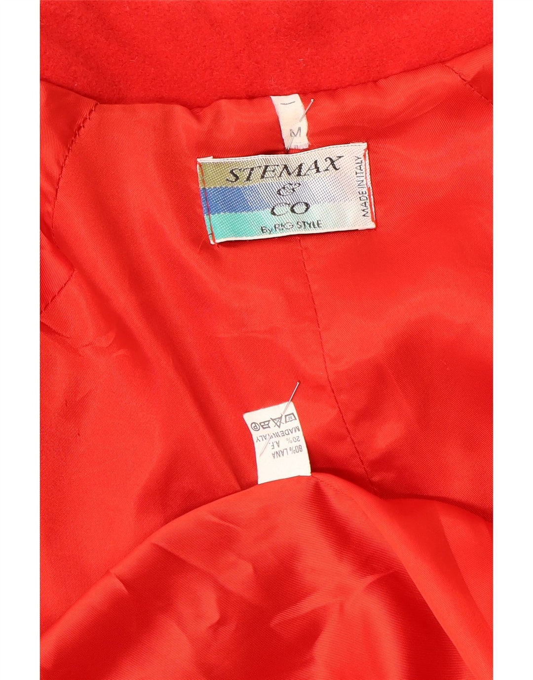 Sobretudo feminino vintage grande Reino Unido 14 lã vermelha média