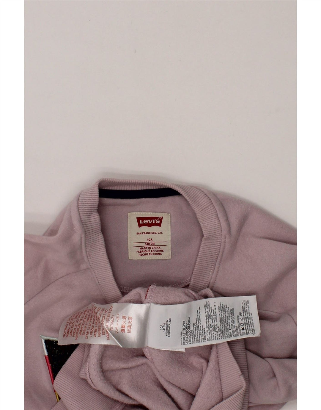 LEVI'S Girls Graphic Sweatshirt Jumper 9-10 Years Pink Cotton Vintage Levi's and Second-Hand Levi's from Messina Hembry 
