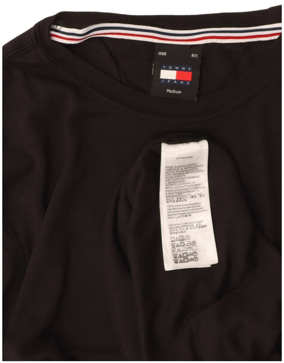 Top masculino TOMMY HILFIGER manga comprida médio algodão preto