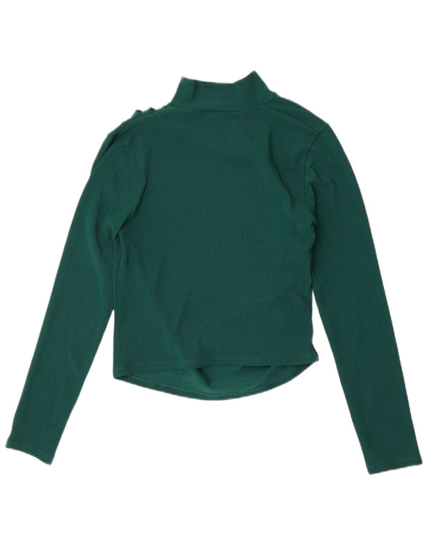 Zara Womens Crop Top Manga Longa Reino Unido 12 Verde Médio