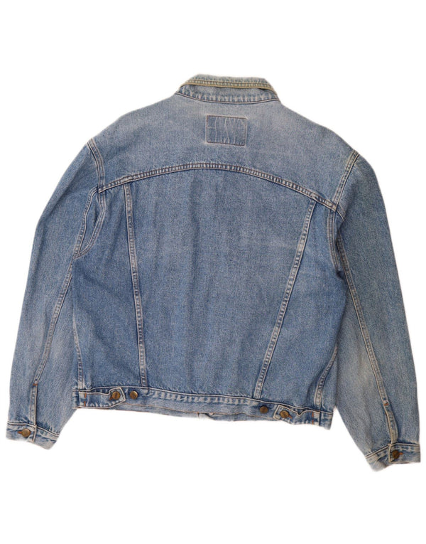 Jaqueta jeans masculina vintage UK 42 XL algodão azul