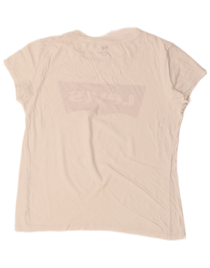 Camiseta feminina gráfica LEVI'S UK 14 algodão branco médio