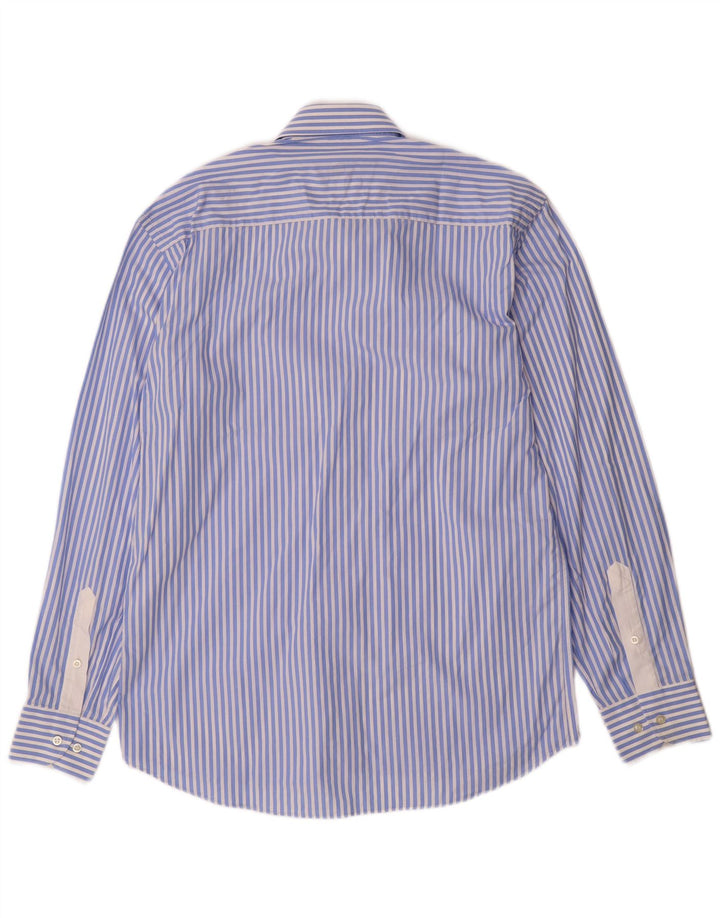 Camisa masculina HARRY & SONS tamanho 39 15 1/2 algodão listrado azul médio
