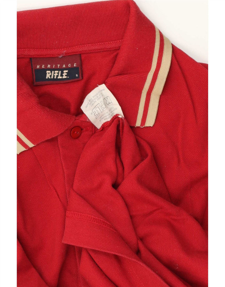 Camisa polo masculina Rifle Regular Fit pequena de algodão vermelho