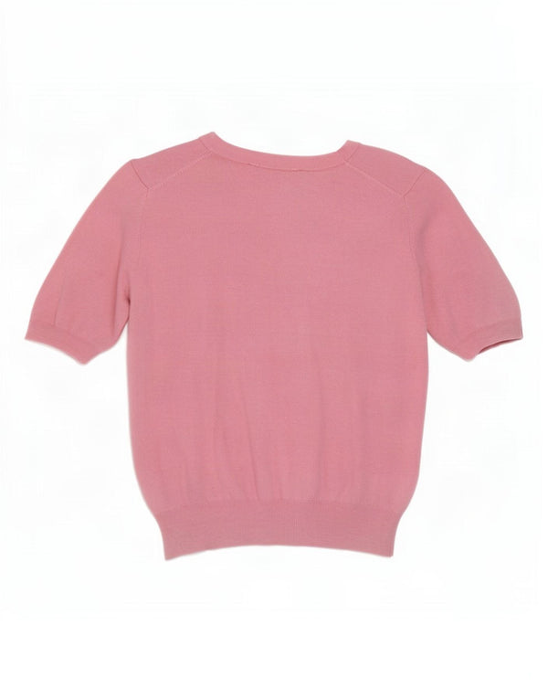 Zara Suéter feminino cropped manga curta com gola canoa Reino Unido 10 pequeno rosa
