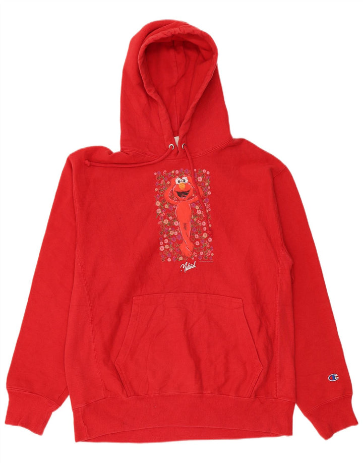 CHAMPION Suéter masculino com capuz gráfico de tecelagem reversa grande vermelho