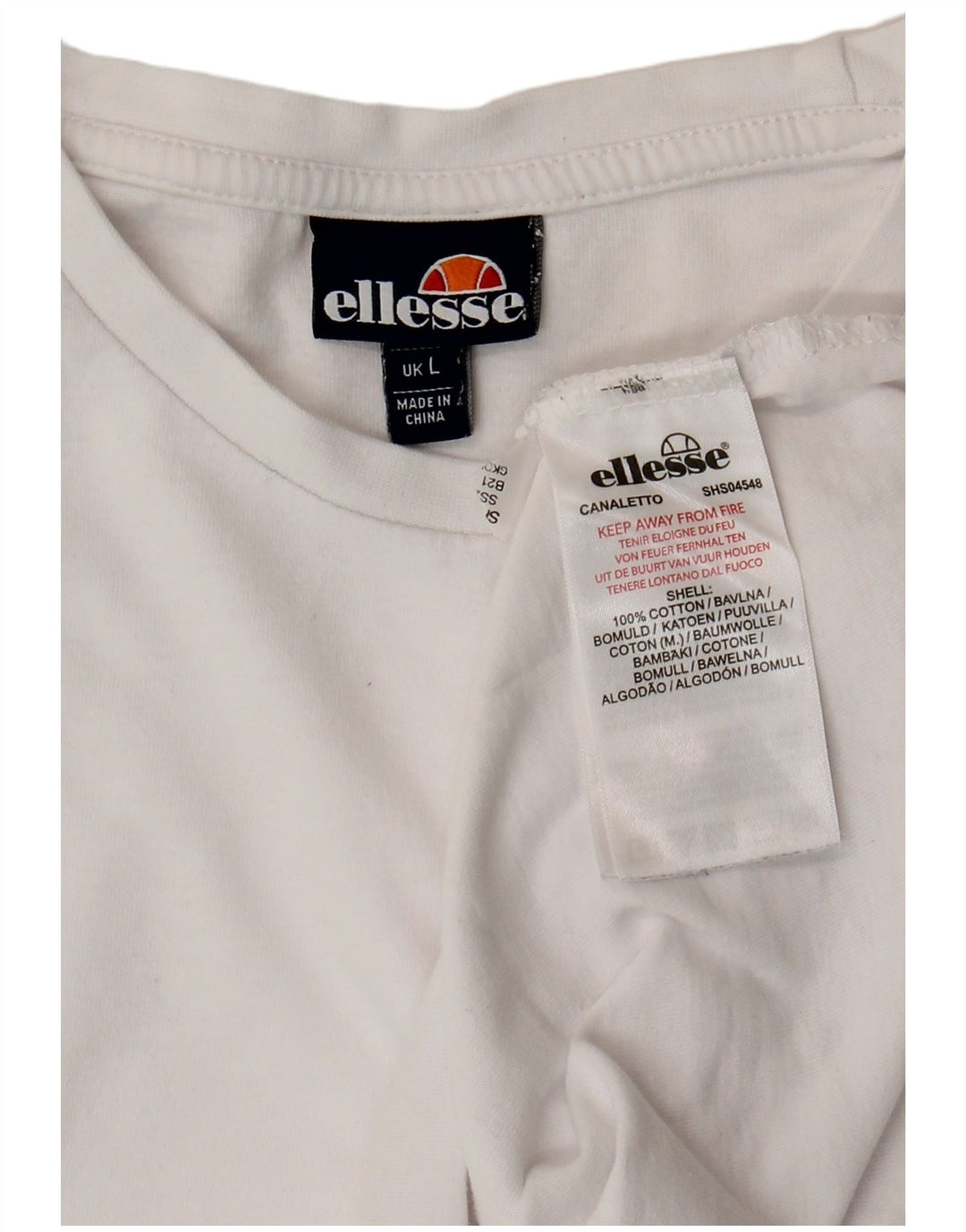 Camiseta masculina Ellesse Top grande de algodão branco