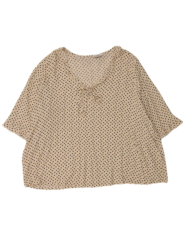 Blusa feminina Marks & Spencer com babados frontais UK 18 XL off white bolinhas