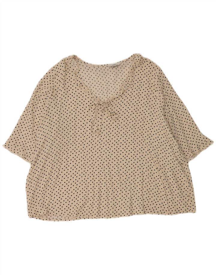 Blusa feminina Marks & Spencer com babados frontais UK 18 XL off white bolinhas