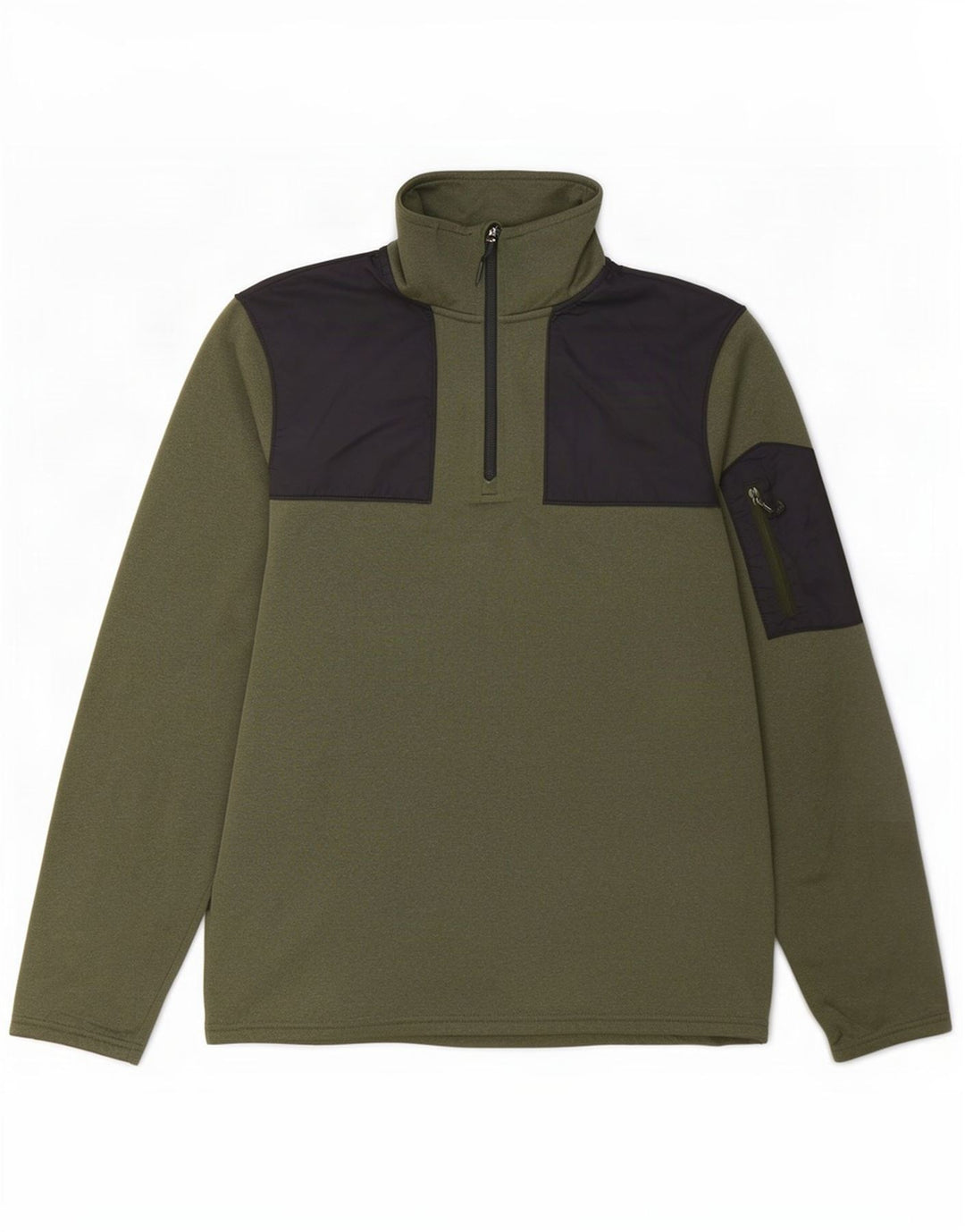Moletom masculino The North Face com zíper e gola pequena em bloco colorido cáqui