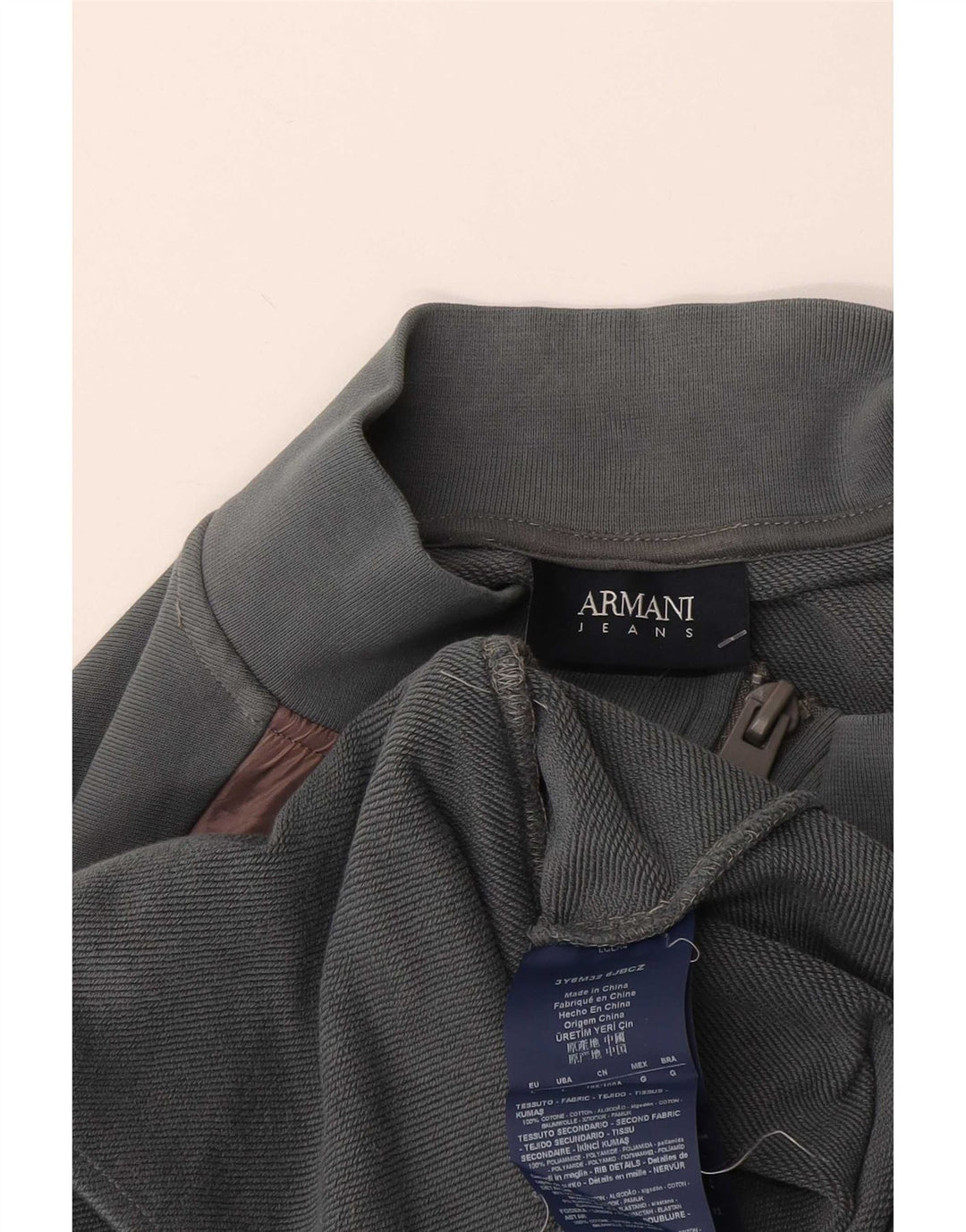 Jaqueta feminina Armani Jeans com top de agasalho UK 16 grande bloco cinza