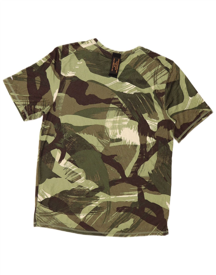 Nike Mens Dri Fit Camiseta Top Pequeno Cáqui Geométrico Poliéster