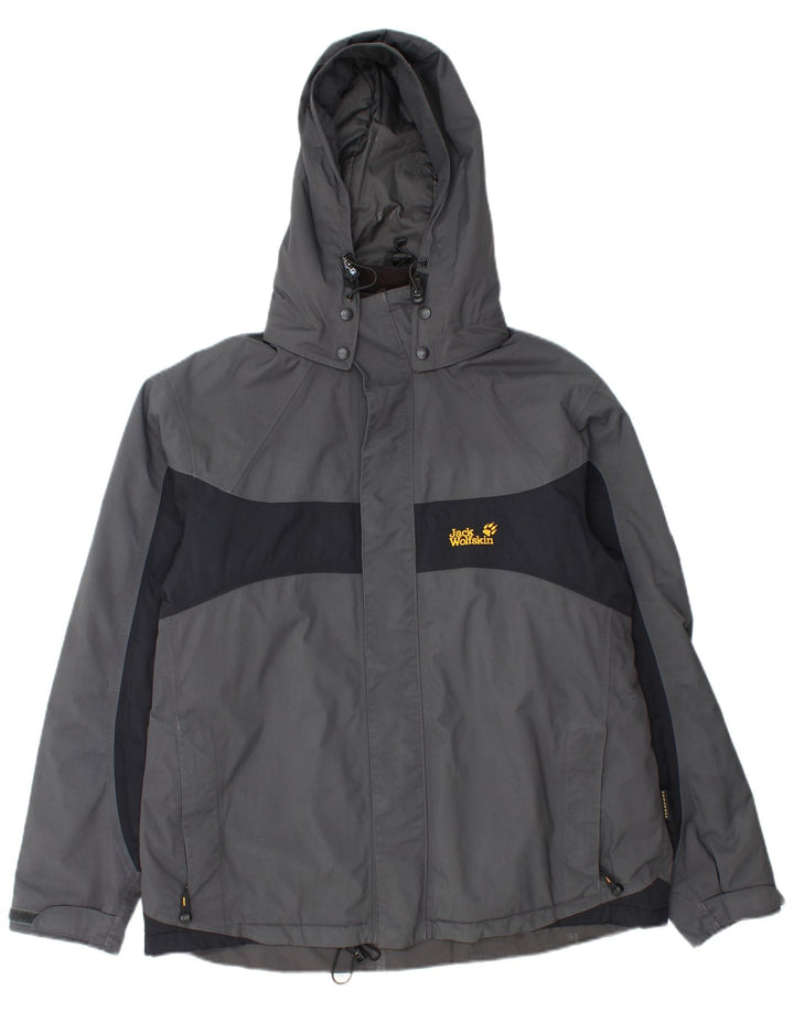 Jaqueta corta-vento masculina Jack Wolfskin UK 40/42 grande bloco cinza