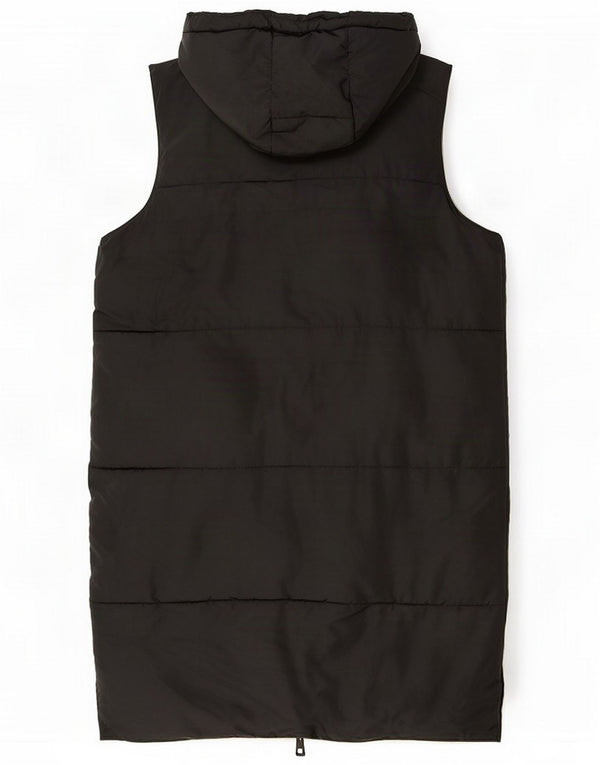 Zara Womens Longline Hooded Reversible Acolchoado Gilet UK 6 XS Black
