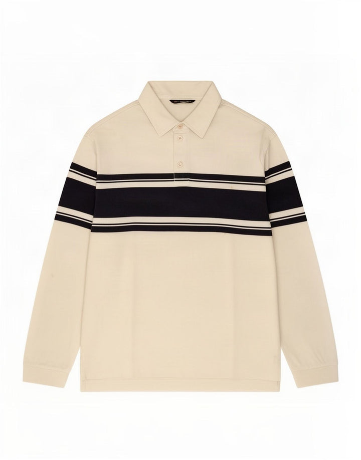 Camisa pólo masculina Marks & Spencer Blue Harbor grande bloco colorido branco