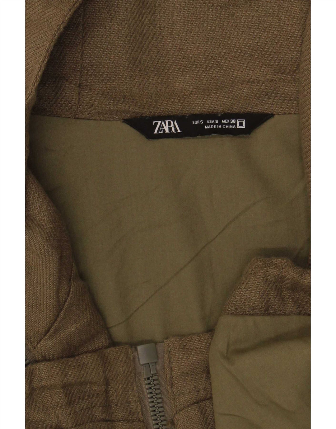 Jaqueta bomber masculina Zara com capuz UK 36 pequena cáqui