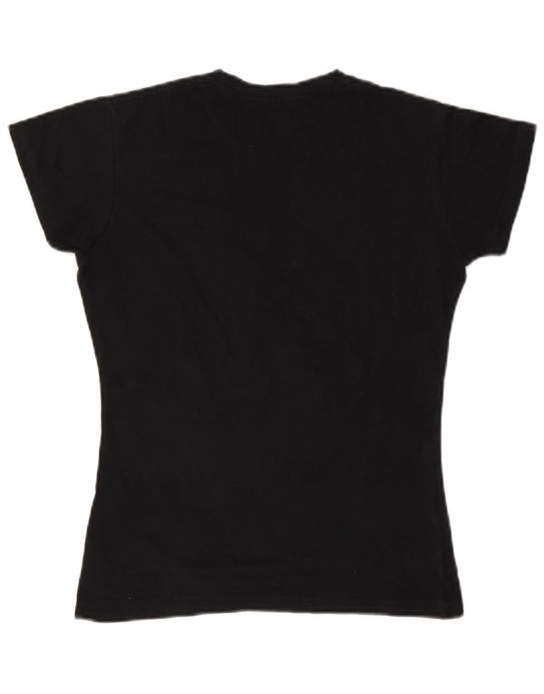 Camiseta feminina Hard Rock Cafe Amsterdam com estampa gráfica Reino Unido 6 XS algodão preto