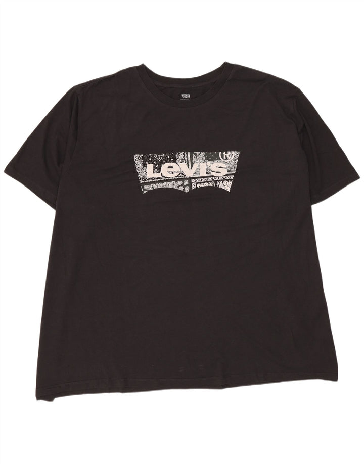 Camiseta gráfica masculina Levi's Top 5XL algodão preto