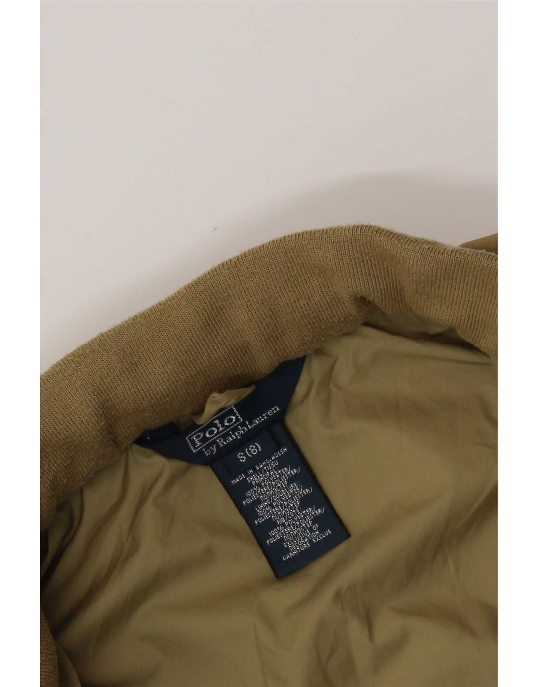 Jaqueta bomber com capuz para meninos Polo Ralph Lauren 7-8 anos pequeno poliéster bege
