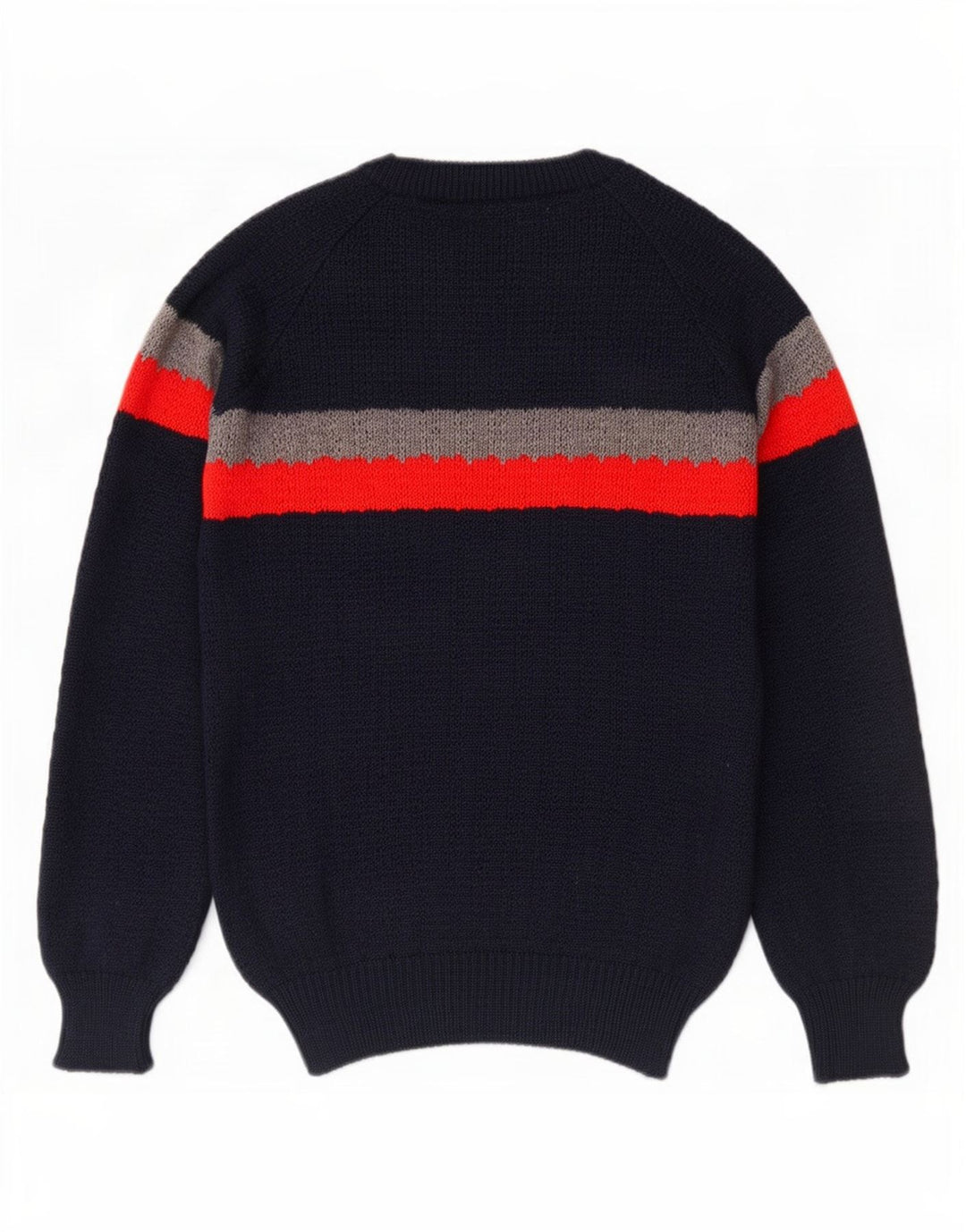 Suéter feminino vintage com gola redonda EU 40 bloco colorido médio azul marinho